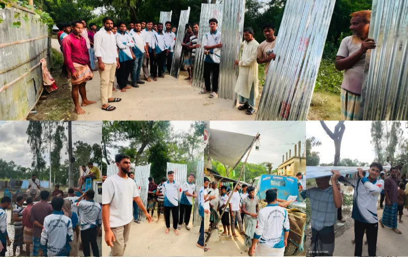 বাঁশখালীর বর্ন্যাতদের ঢেউটিন দিল আনোয়ারার বন্দর পশ্চিমচাল সমাজ কল্যাণ পরিষদ
